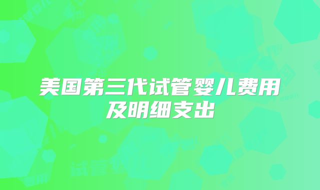 美国第三代试管婴儿费用及明细支出
