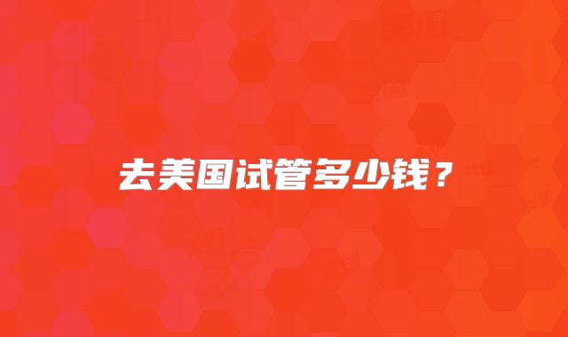 去美国试管多少钱？