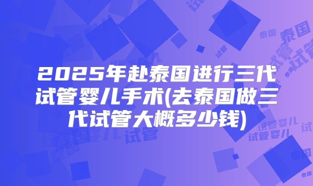 2025年赴泰国进行三代试管婴儿手术(去泰国做三代试管大概多少钱)