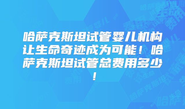 哈萨克斯坦试管婴儿机构让生命奇迹成为可能！哈萨克斯坦试管总费用多少！