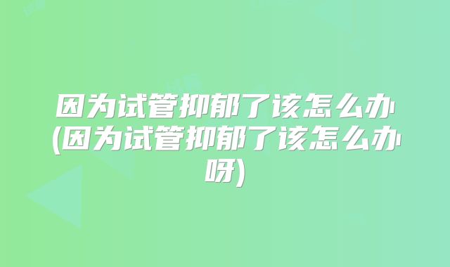 因为试管抑郁了该怎么办(因为试管抑郁了该怎么办呀)