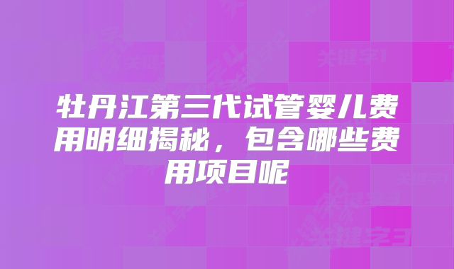 牡丹江第三代试管婴儿费用明细揭秘，包含哪些费用项目呢