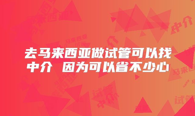 去马来西亚做试管可以找中介 因为可以省不少心