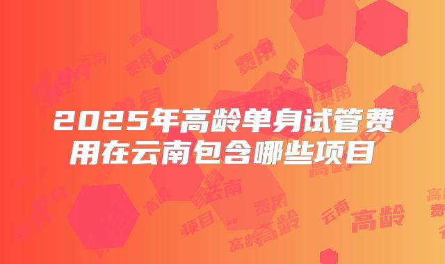 2025年高龄单身试管费用在云南包含哪些项目