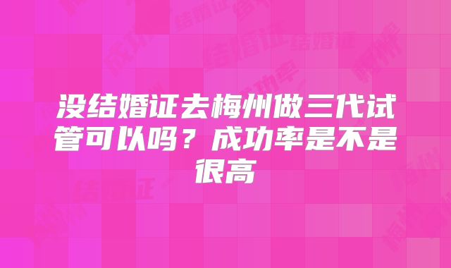 没结婚证去梅州做三代试管可以吗？成功率是不是很高