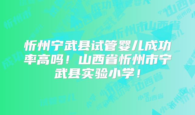 忻州宁武县试管婴儿成功率高吗!山西省忻州市宁武县实验小学!