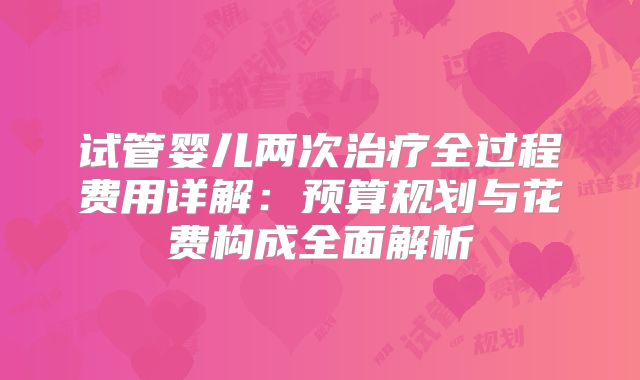试管婴儿两次治疗全过程费用详解：预算规划与花费构成全面解析