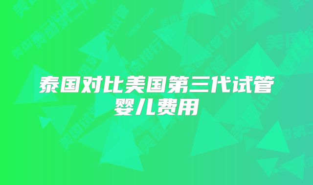 泰国对比美国第三代试管婴儿费用
