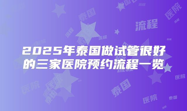 2025年泰国做试管很好的三家医院预约流程一览