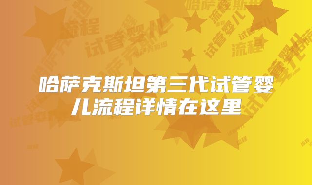哈萨克斯坦第三代试管婴儿流程详情在这里