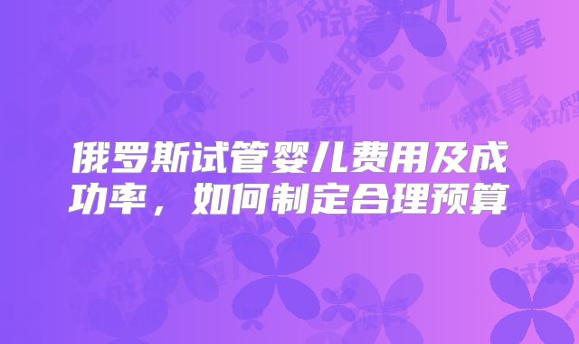 俄罗斯试管婴儿费用及成功率，如何制定合理预算