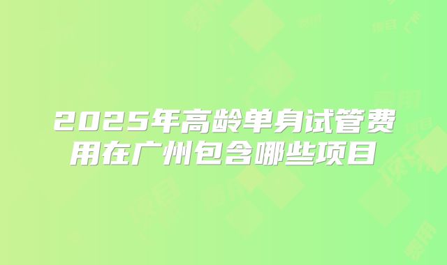 2025年高龄单身试管费用在广州包含哪些项目
