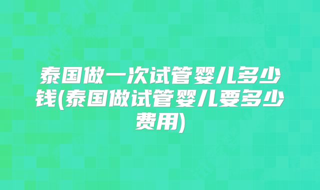 泰国做一次试管婴儿多少钱(泰国做试管婴儿要多少费用)