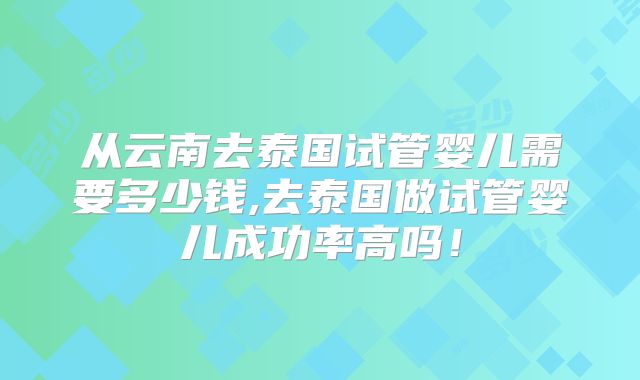 从云南去泰国试管婴儿需要多少钱,去泰国做试管婴儿成功率高吗！