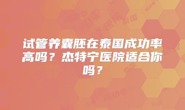 试管养囊胚在泰国成功率高吗？杰特宁医院适合你吗？
