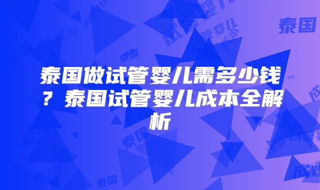 泰国做试管婴儿需多少钱？泰国试管婴儿成本全解析
