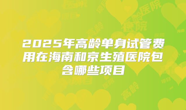 2025年高龄单身试管费用在海南和京生殖医院包含哪些项目