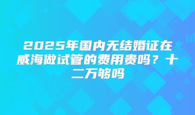 2025年国内无结婚证在威海做试管的费用贵吗?十二万够吗