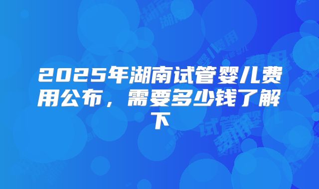 2025年湖南试管婴儿费用公布,需要多少钱了解下