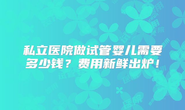 私立医院做试管婴儿需要多少钱？费用新鲜出炉！