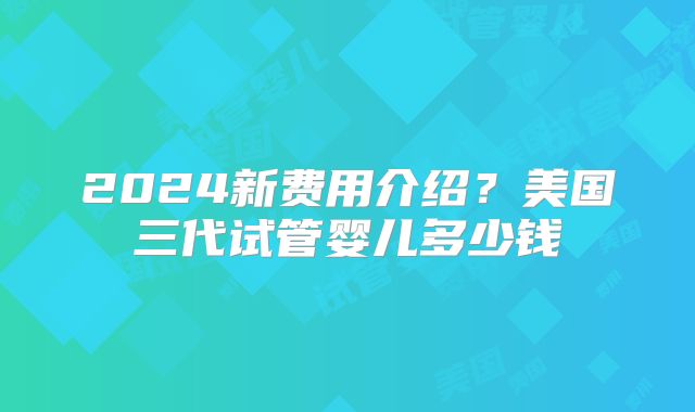 2024新费用介绍?美国三代试管婴儿多少钱