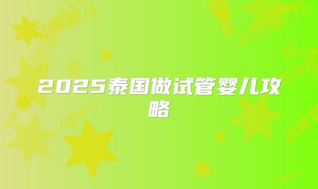 2025泰国做试管婴儿攻略