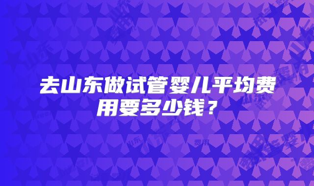 去山东做试管婴儿平均费用要多少钱？