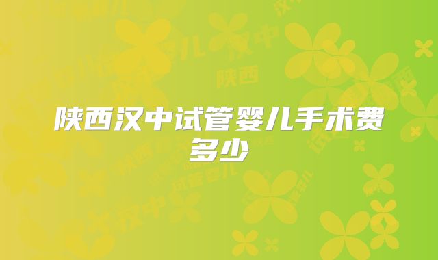 陕西汉中试管婴儿手术费多少