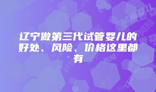 辽宁做第三代试管婴儿的好处、风险、价格这里都有