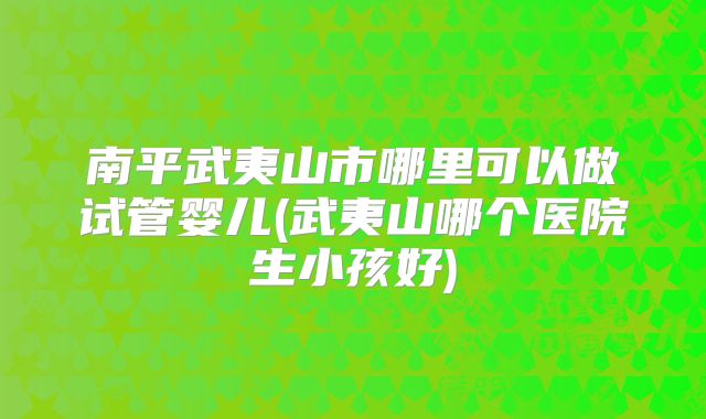 南平武夷山市哪里可以做试管婴儿(武夷山哪个医院生小孩好)
