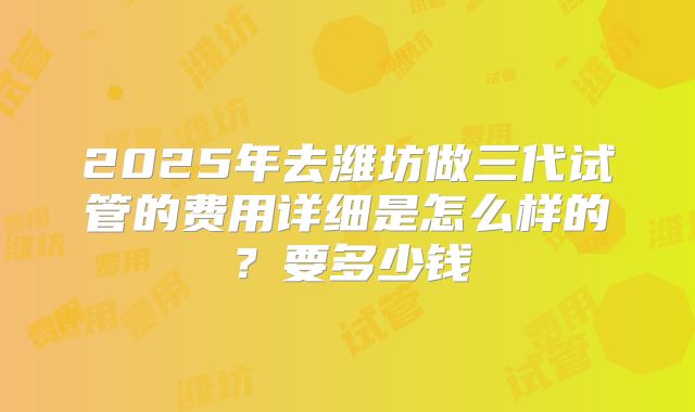 2025年去潍坊做三代试管的费用详细是怎么样的？要多少钱