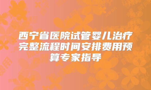 西宁省医院试管婴儿治疗完整流程时间安排费用预算专家指导