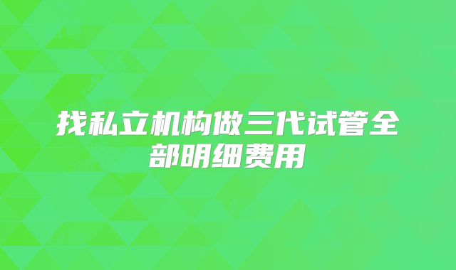 找私立机构做三代试管全部明细费用