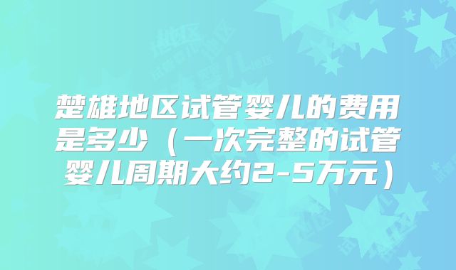 楚雄地区试管婴儿的费用是多少（一次完整的试管婴儿周期大约2-5万元）