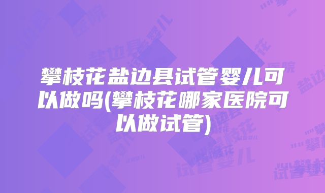 攀枝花盐边县试管婴儿可以做吗(攀枝花哪家医院可以做试管)