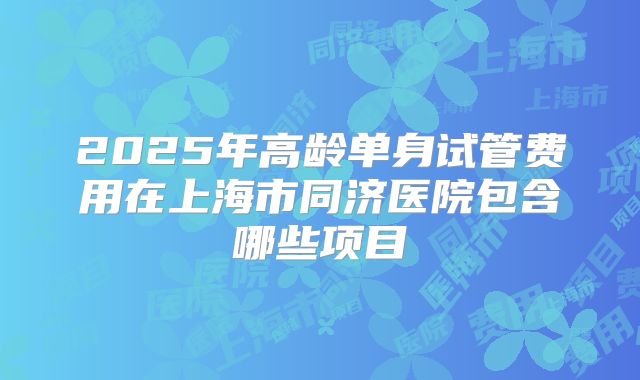 2025年高龄单身试管费用在上海市同济医院包含哪些项目