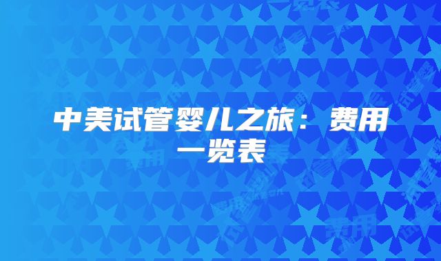 中美试管婴儿之旅:费用一览表