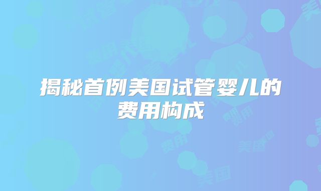 揭秘首例美国试管婴儿的费用构成