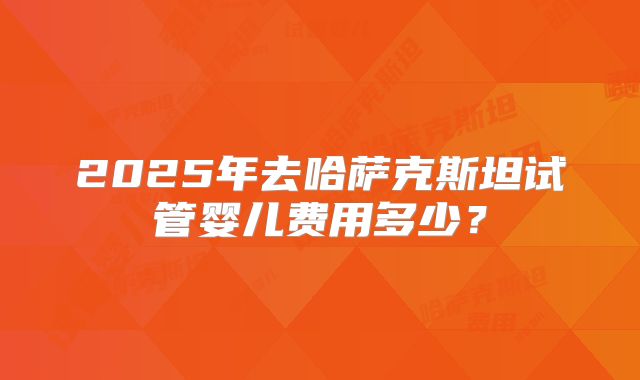 2025年去哈萨克斯坦试管婴儿费用多少？