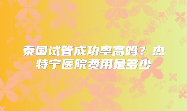 泰国试管成功率高吗?杰特宁医院费用是多少