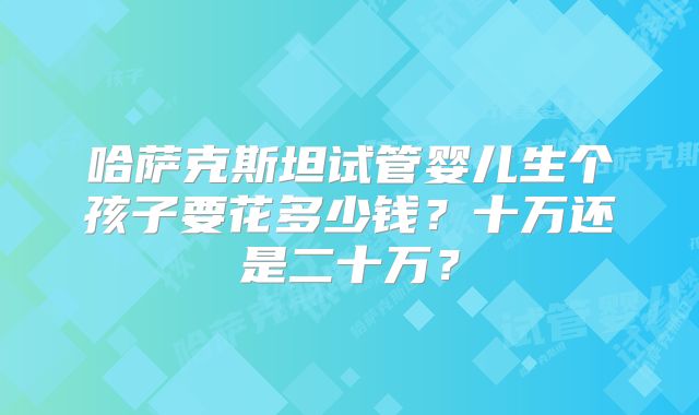 哈萨克斯坦试管婴儿生个孩子要花多少钱？十万还是二十万？