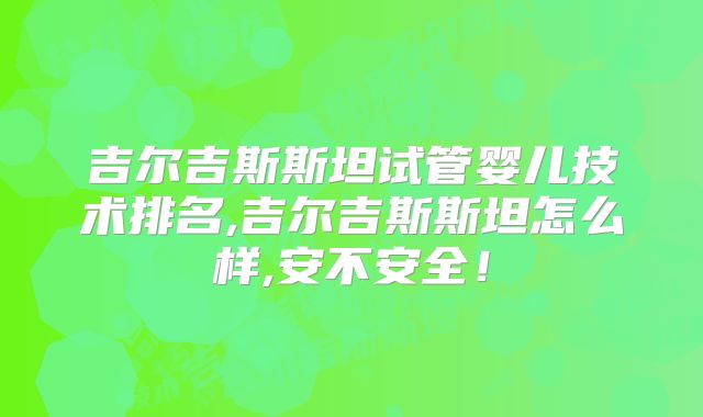 吉尔吉斯斯坦试管婴儿技术排名,吉尔吉斯斯坦怎么样,安不安全！