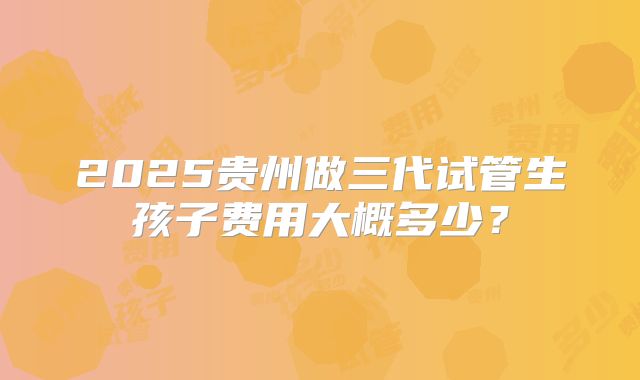 2025贵州做三代试管生孩子费用大概多少？