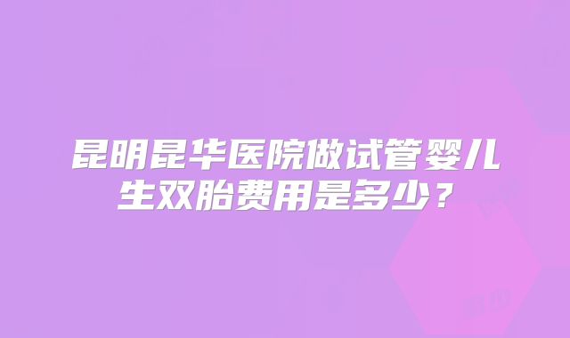 昆明昆华医院做试管婴儿生双胎费用是多少？