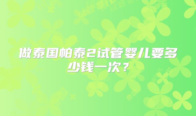 做泰国帕泰2试管婴儿要多少钱一次？