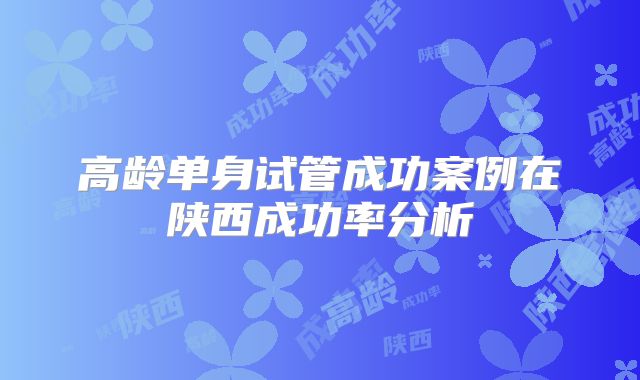 高龄单身试管成功案例在陕西成功率分析