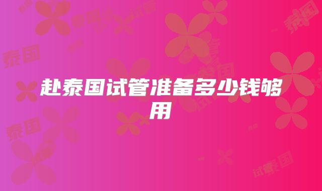 赴泰国试管准备多少钱够用