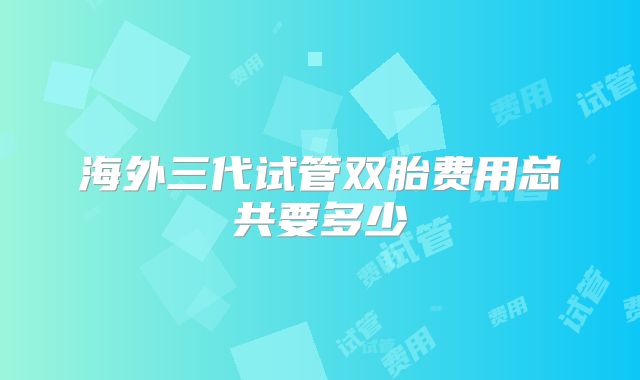 海外三代试管双胎费用总共要多少