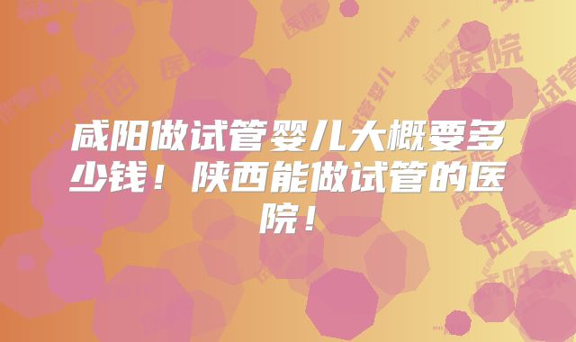 咸阳做试管婴儿大概要多少钱！陕西能做试管的医院！