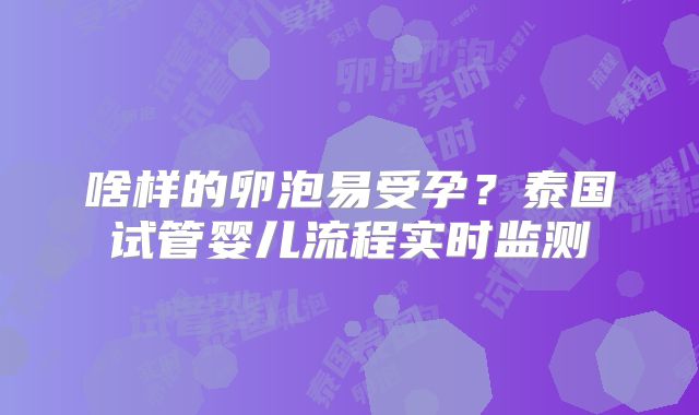 啥样的卵泡易受孕？泰国试管婴儿流程实时监测